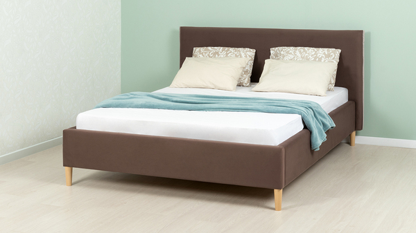 Кровать Микаса 160 велюр шоколадный, светло-серый с ортопедическим основанием и подъемным механизмом