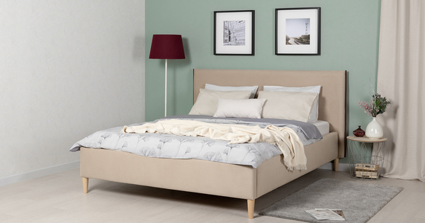 Кровать Микаса 160 велюр светлый бежевый, шоколадный с ортопедическим основанием и подъемным механизмом