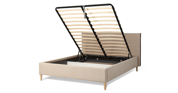 Кровать Микаса 160 велюр светлый бежевый, шоколадный с ортопедическим основанием и подъемным механизмом