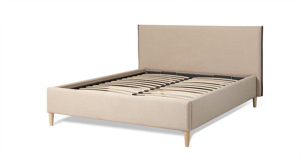 Кровать Микаса 160 велюр светлый бежевый, шоколадный с ортопедическим основанием и подъемным механизмом