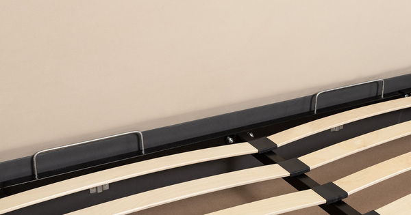 Кровать Микаса 160 велюр светлый бежевый, шоколадный с ортопедическим основанием и подъемным механизмом