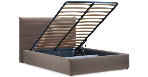 Кровать Амалия 140 велюр серо-коричневый с ортопедическим основанием и подъемным механизмом