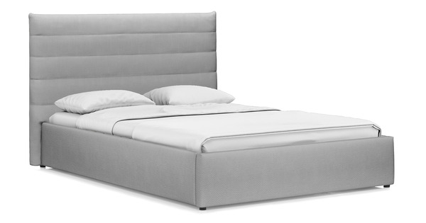 Кровать Амалия 140 велюр серебристый серый с ортопедическим основанием и подъемным механизмом