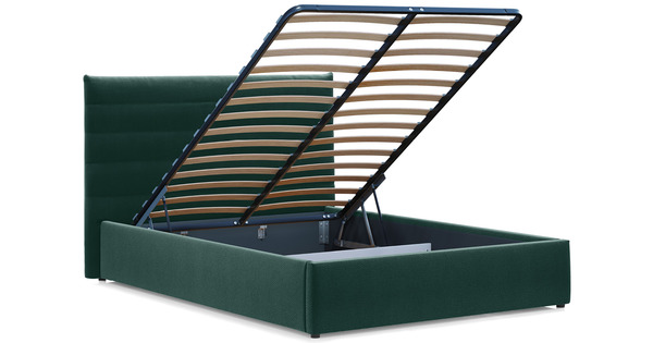 Кровать Амалия 140 велюр темный серо-зеленый с ортопедическим основанием и подъемным механизмом