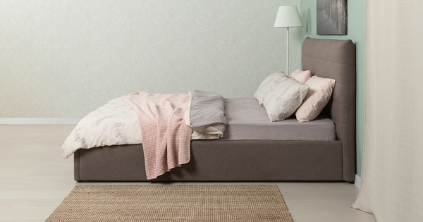 Кровать Амалия 160 велюр серо-коричневый с ортопедическим основанием и подъемным механизмом