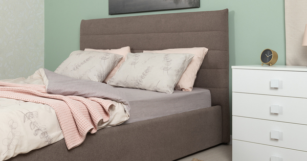 Кровать Амалия 160 велюр серо-коричневый с ортопедическим основанием и подъемным механизмом