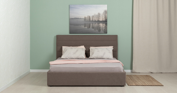 Кровать Амалия 160 велюр серо-коричневый с ортопедическим основанием и подъемным механизмом