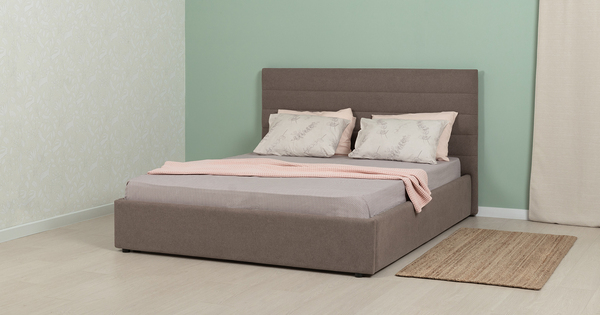 Кровать Амалия 160 велюр серо-коричневый с ортопедическим основанием и подъемным механизмом