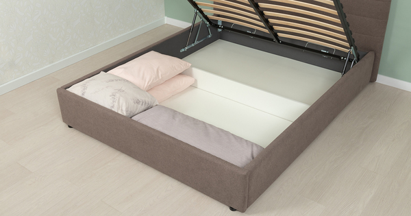 Кровать Амалия 160 велюр серо-коричневый с ортопедическим основанием и подъемным механизмом