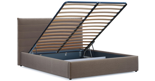 Кровать Амалия 160 велюр серо-коричневый с ортопедическим основанием и подъемным механизмом