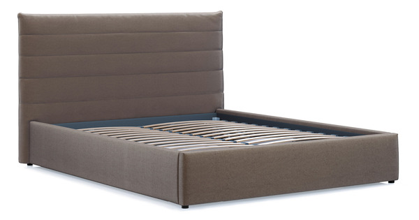 Кровать Амалия 160 велюр серо-коричневый с ортопедическим основанием и подъемным механизмом