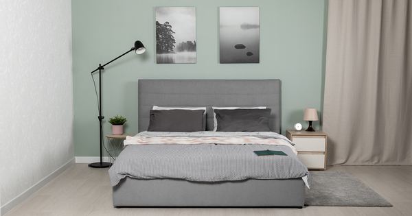 Кровать Амалия 160 велюр серебристый серый с ортопедическим основанием и подъемным механизмом