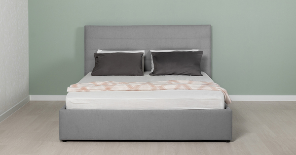 Кровать Амалия 160 велюр серебристый серый с ортопедическим основанием и подъемным механизмом