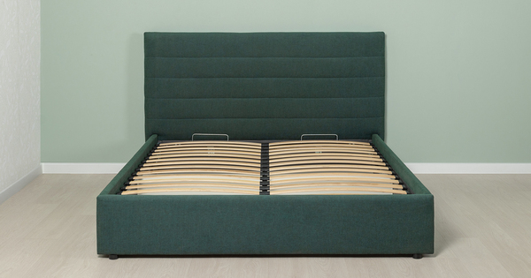 Кровать Амалия 160 велюр темный серо-зеленый с ортопедическим основанием и подъемным механизмом