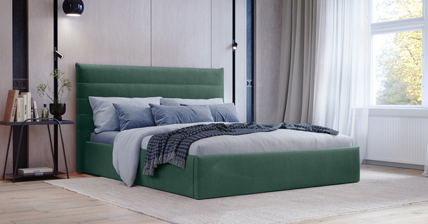 Кровать Амалия 160 велюр темный серо-зеленый с ортопедическим основанием и подъемным механизмом