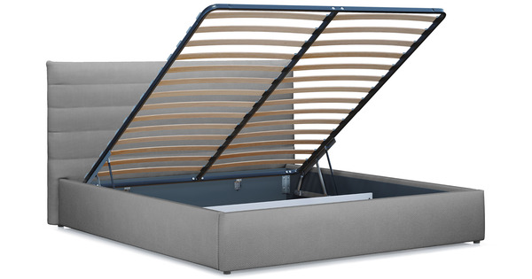 Кровать Амалия 180 велюр серебристый серый с ортопедическим основанием и подъемным механизмом