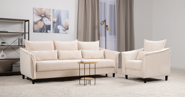 Диван-кровать прямой Берта ТД 771 велюр Mirage semolina молочный