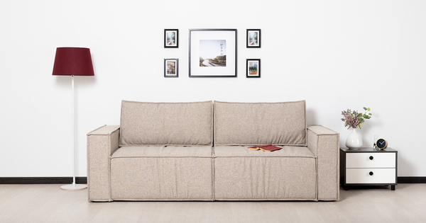 Диван-кровать прямой Бруно ТД 236 рогожка серо-бежевый