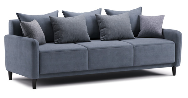 Диван-кровать прямой Дакота ТД 584 велюр Vendetta 24 синий, Riga 1598 z1 col 20 серо-голубой, Romeo 06