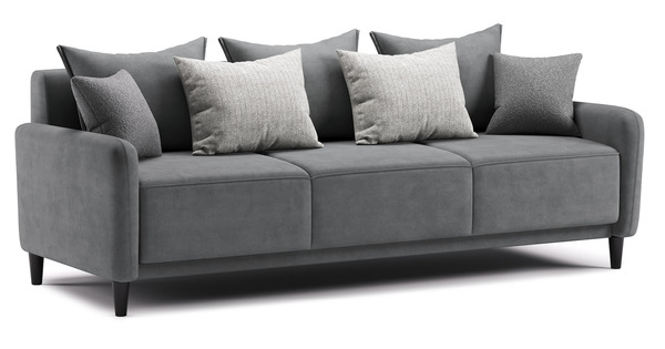 Диван-кровать прямой Дакота ТД 586 велюр Vendetta 11 графитовый серый, Albus Zemin 1735 z1 col 2 белый, Romeo 06