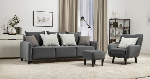 Диван-кровать прямой Дакота ТД 586 велюр Vendetta 11 графитовый серый, Albus Zemin 1735 z1 col 2 белый, Romeo 06