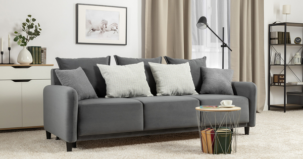 Диван-кровать прямой Дакота ТД 586 велюр Vendetta 11 графитовый серый, Albus Zemin 1735 z1 col 2 белый, Romeo 06