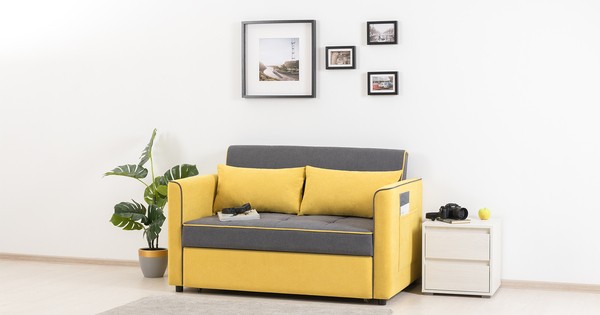 Диван-кровать прямой Бакстер ТД 343 велюр горчичный, темно-серый