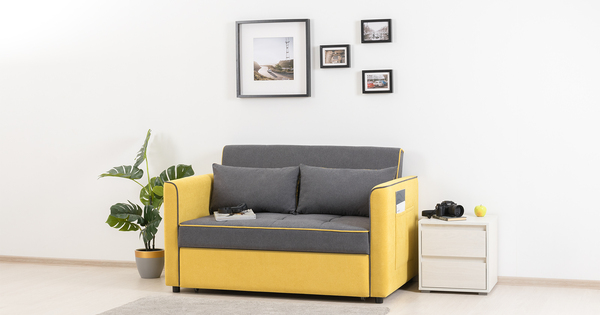 Диван-кровать прямой Бакстер ТД 343 велюр горчичный, темно-серый