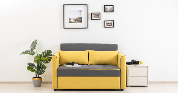 Диван-кровать прямой Бакстер ТД 343 велюр горчичный, темно-серый