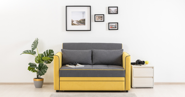 Диван-кровать прямой Бакстер ТД 343 велюр горчичный, темно-серый