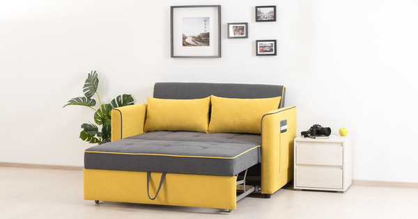 Диван-кровать прямой Бакстер ТД 343 велюр горчичный, темно-серый