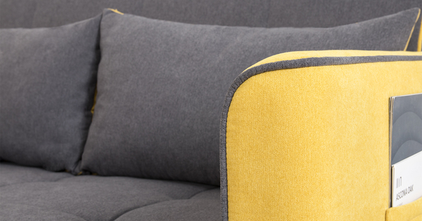 Диван-кровать прямой Бакстер ТД 343 велюр горчичный, темно-серый