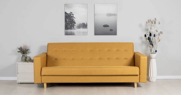 Диван-кровать прямой Гарнет ТД 435 рогожка горчичный