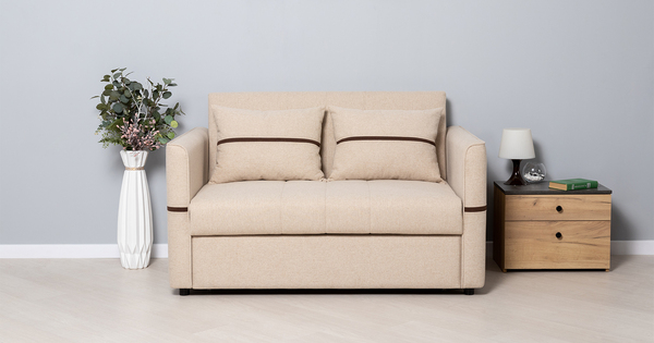 Диван-кровать прямой Рон ТД 440 рогожка бежевый, темно-коричневый