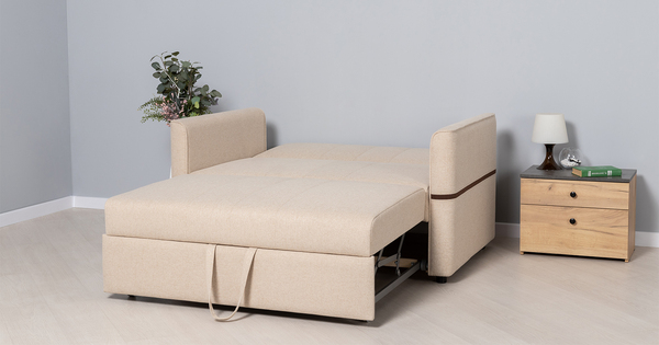 Диван-кровать прямой Рон ТД 440 рогожка бежевый, темно-коричневый