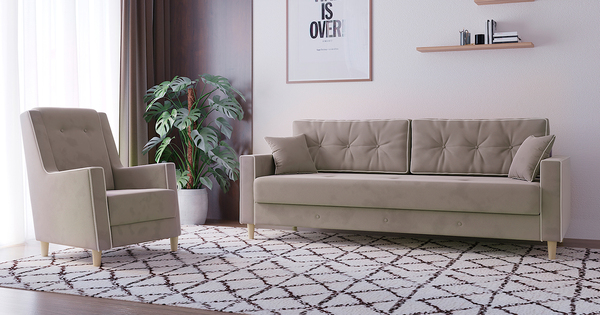 Диван прямой Айрин ТД 321 велюр латте