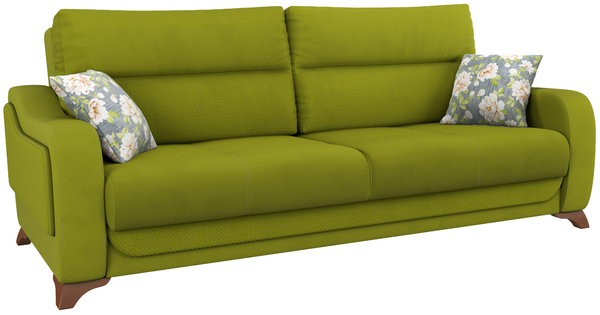 Диван прямой Фрея ТД 194 велюр яблочный, белые пионы