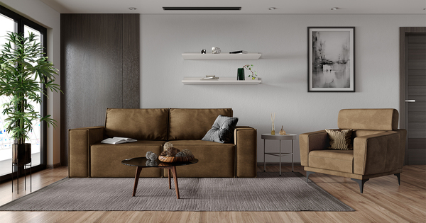 Диван прямой Пола ТД 206 искусственная замша ореховый