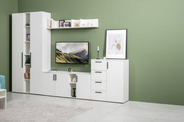 Гостиная Эйр композиция 2 белый PE шагрень, собирается на любую сторону