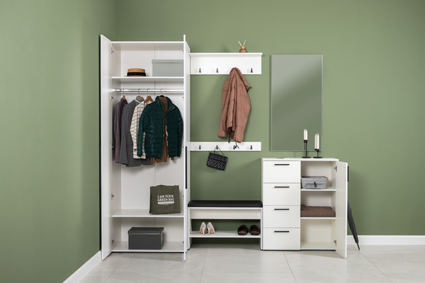 Прихожая Эйр композиция 1 белый PE шагрень, собирается на любую сторону