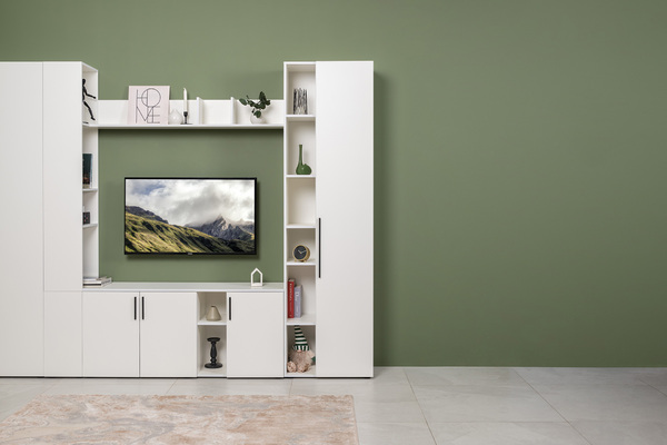 Гостиная Эйр композиция 2 белый PE шагрень, собирается на любую сторону