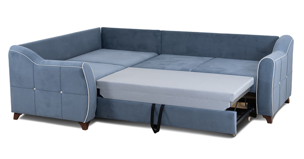 Френсис диван-кровать угловой ТД 263 велюр Амиго нэви серо-синий
