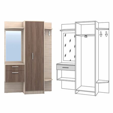 Прихожая Глория 110/02 ясень шимо светлый ясень шимо темный