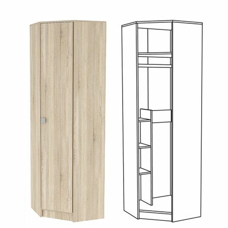 Шкаф угловой в прихожую Глория 2 107 дуб сонома