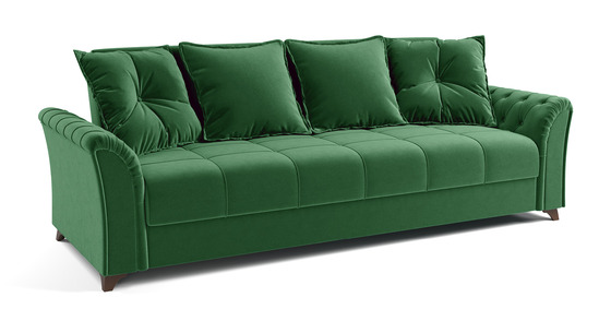 Диван-кровать прямой Ирис ТД 579 велюр темно-зеленый