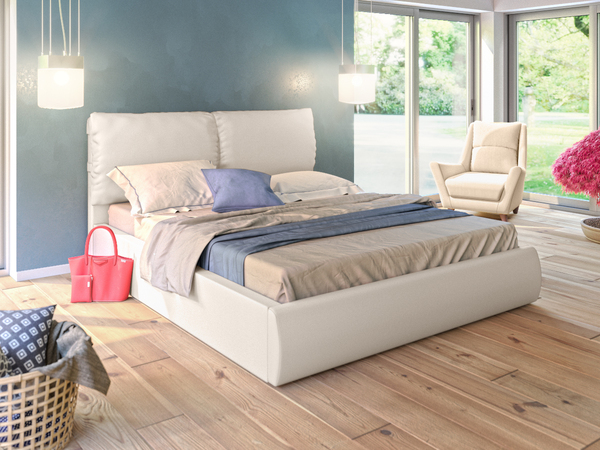 Кровать Камилла 160 экокожа белая с подъемным механизмом Тулуза