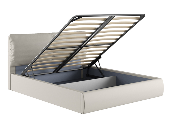 Кровать Камилла 160 экокожа белая с подъемным механизмом Тулуза