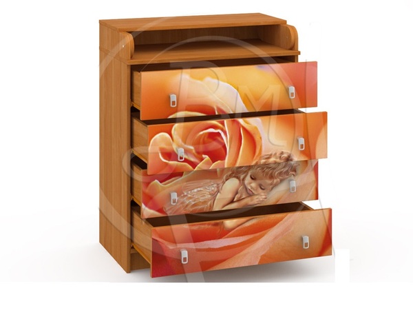 Комод с пеленальным столом Каскад 9 вишня оксфорд фотопечать К-01