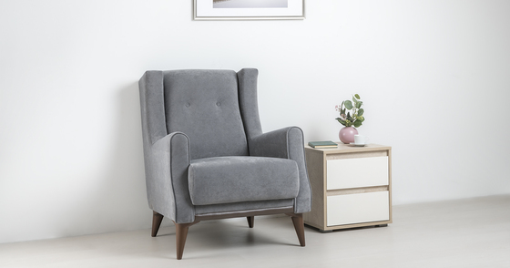 Кресло для отдыха Плимут ТК 377 велюр серый, кожзам шоколадный