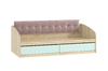 Кровать детская Акварель НМ 041.50 дуб сонома, кэнди с мягкой спинкой Дабл лекко ява велюр серо-розовый